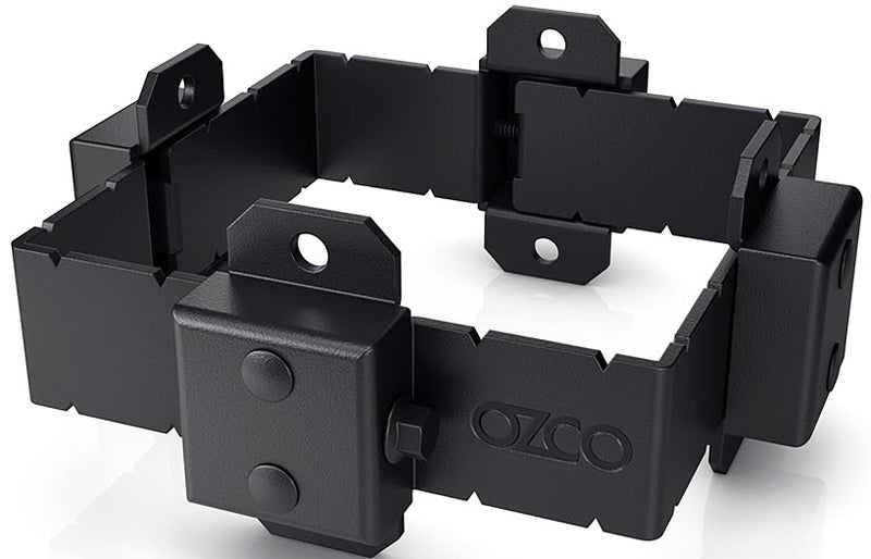 OZCO Ironwood 6x6 Post Band with Matching Hardware | Black Powder-Coated Galvanized Steel Adjustable Clamp for Outdoor Wood Posts, 51786 - Image 1